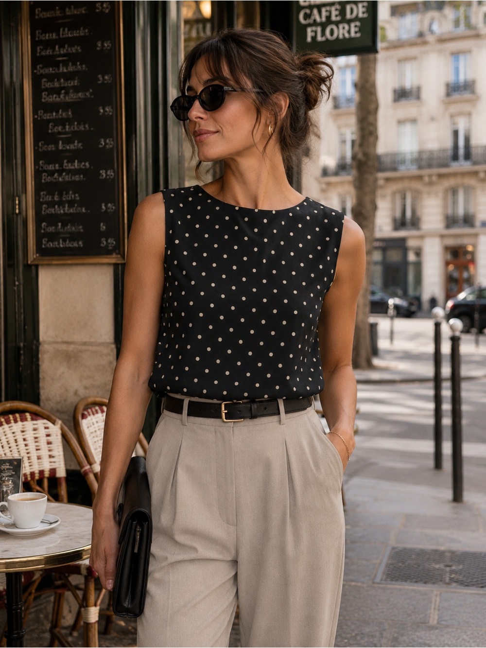 Kenzo Studio 100% Silk Polka Dot Sleeveless Blouse Top Size 8 Vintage